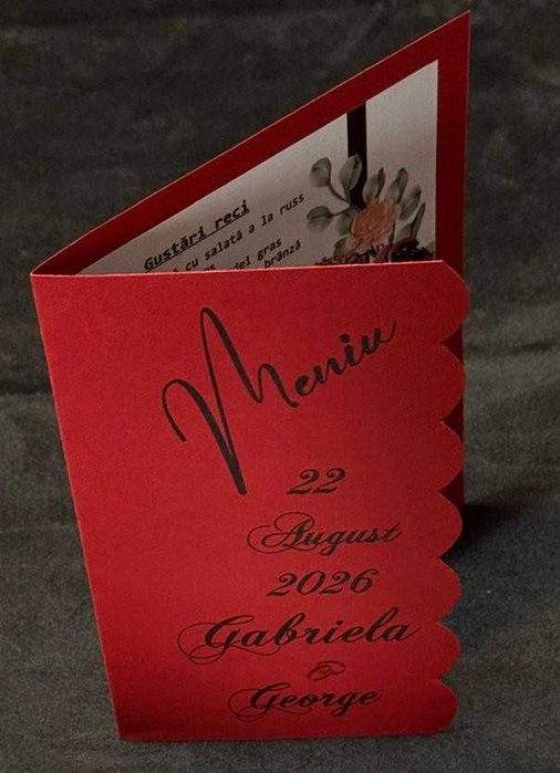 Meniuri nuntă tipărite – personalizate – asortate cu invitațiile