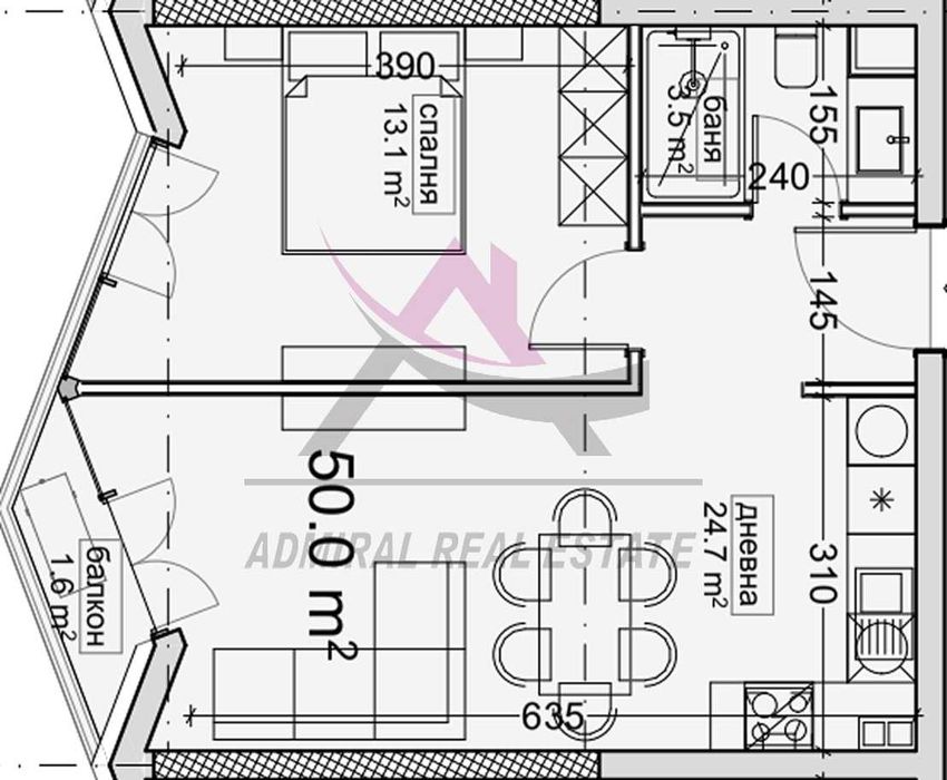 Продава се Двустаен апартамент в Варна, Владислав Варненчик - 50 кв.м за 816 €/кв.м - Снимка #2