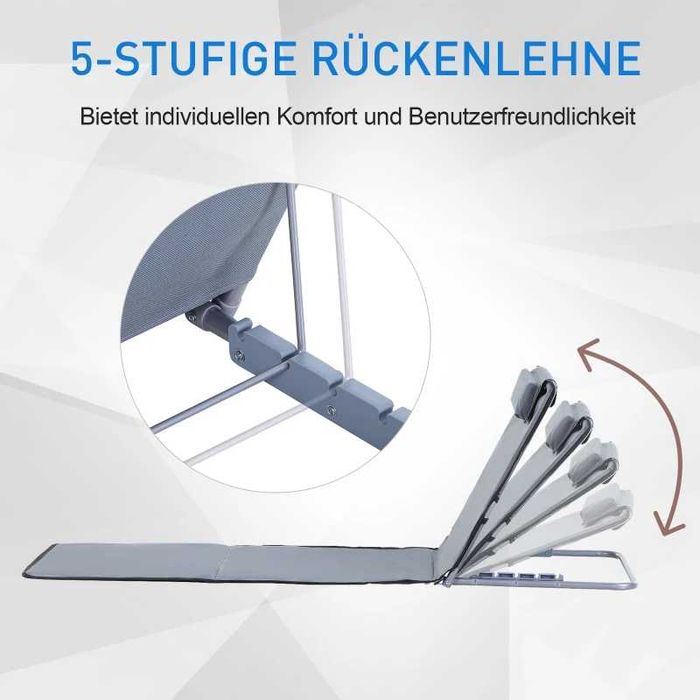 Сгъваем шезлонг Outsunny,  с регулируема облегалка в 5 позиции