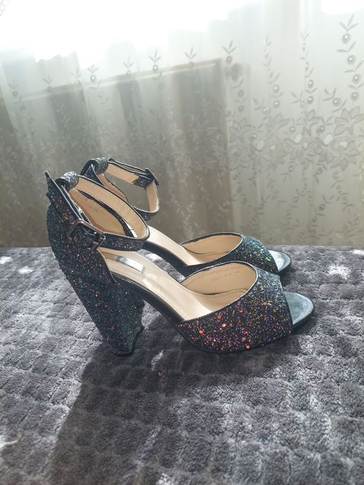 Sandale elegante Mei cu glitter multicolor, mărimea 38
