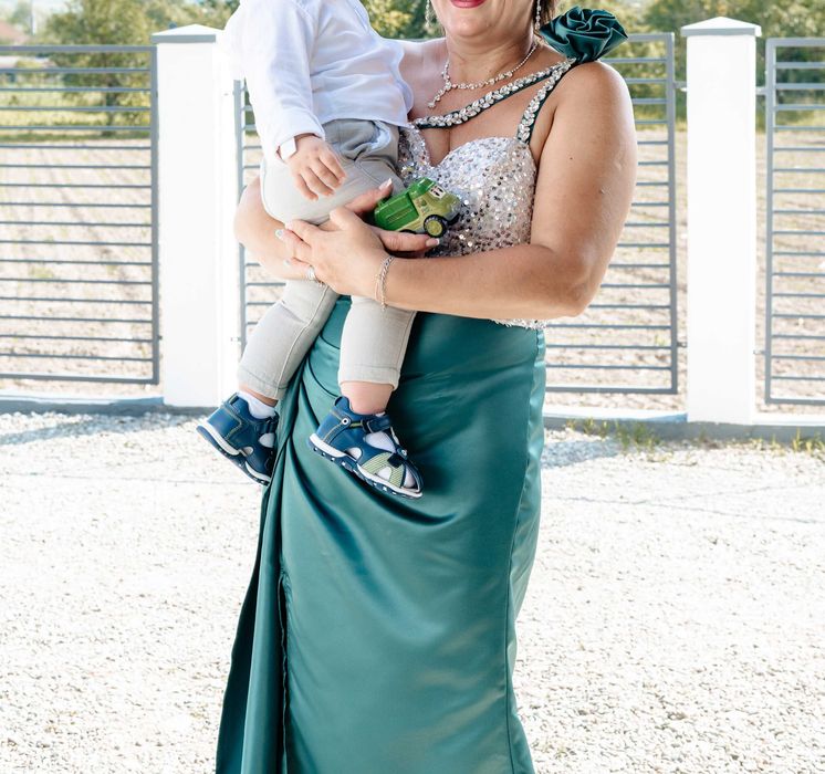 Rochie verde argintiu paiete