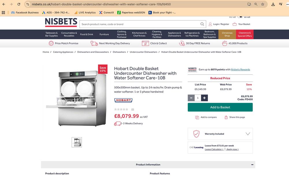 HOBART  FP-10B - Masina spalat vase/pahare 500 x 500 mm