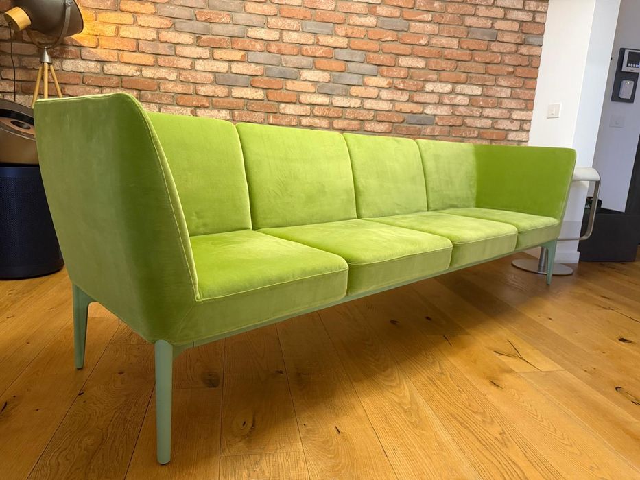 Canapea Pedrali Social - Design Italian, Catifea Verde, Stare Excelentă