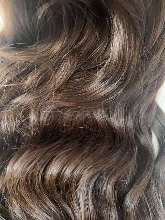 Българска  плътна коса от перукер, 52см,4треси,ръчно трaсиране