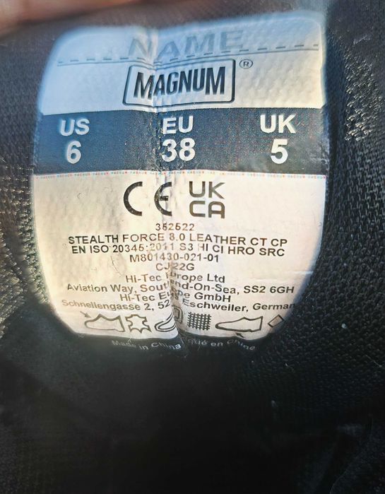 Bocanci tactici/protecție Magnum Stealth Force 8.0 S3 piele mărimea 38