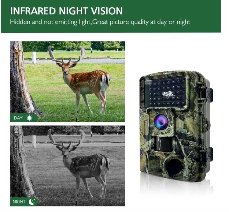 Cameră de urmărire HAZA, 58MP,cu 2.7K HD, cameră de vânătoare cu vedere nocturnă activată prin mișcare, impermeabilă IP66