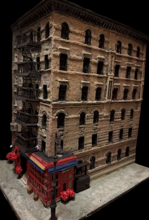 Арт интерпретация на емблематичната ъглова фасада от сериала приятели