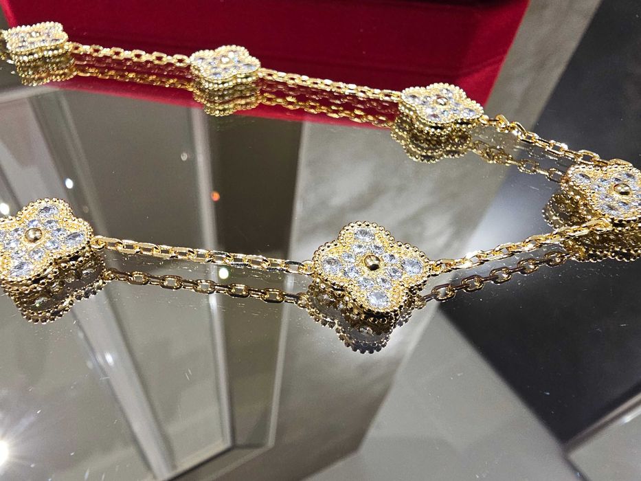 Van Cleef & Arpels VCA Gold Diamond 10 Motifs Alhambra Дамско Колие