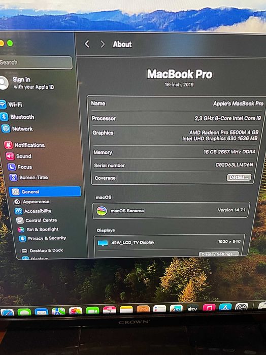 16" Core i9 MacBook Pro A2141 (2019) Space Gray-i9/16GB RAM/1ТB SSD