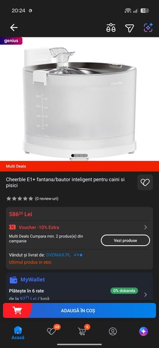 Fântână pisici fără pompă Cheerble E1+