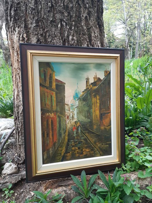 Красива Маслена Картина на Платно Живопис Дървена Рамка