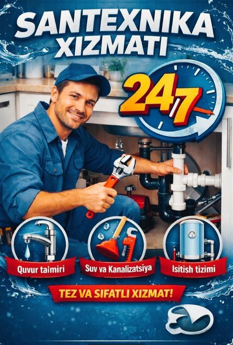 Сантехник хизмати 24/7 santexnik xizmati 24/7 канализация чистка засор