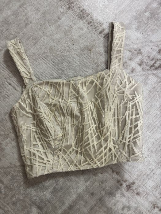 Топ корсет майка нарядная бежевая кремовая
