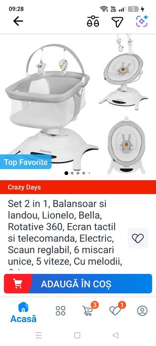 Balansoar bebe Lionelo 2 în 1