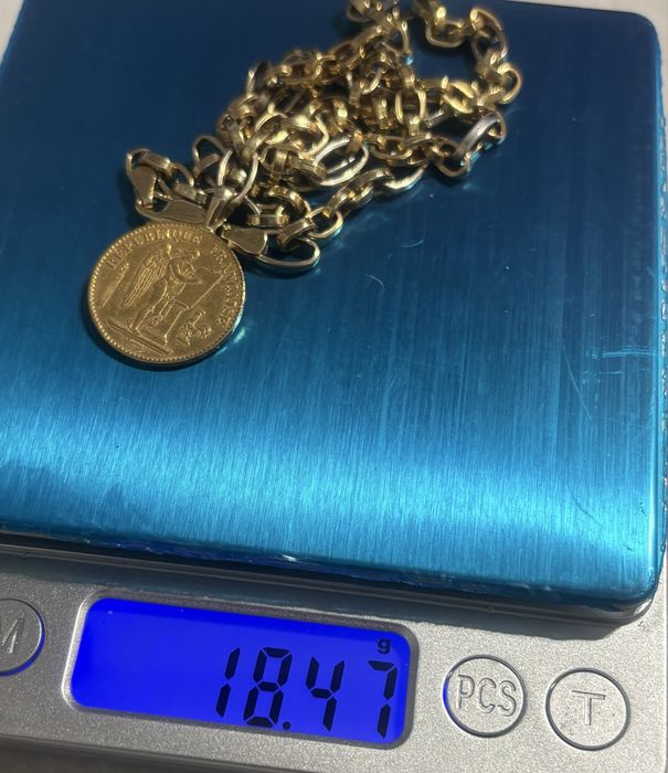 Златен ланец 14к с монета висок карат 21.65к