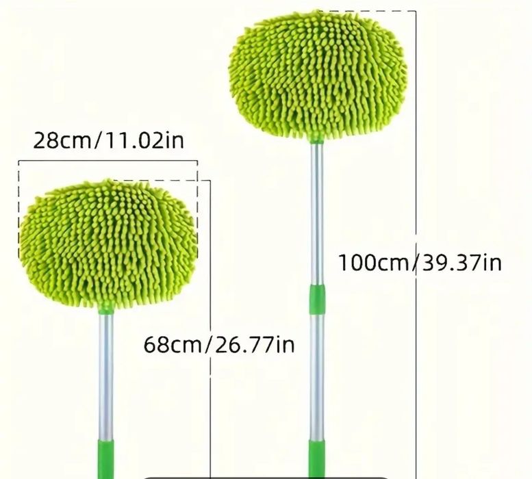 Perie / Mop 2 în 1 pentru spălat auto telescopic cu  cap rotativ