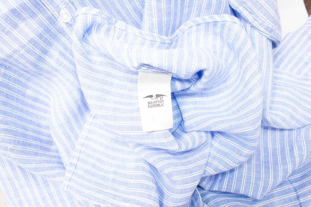 Hampton Republic дамска риза ленена синьо бяла райе relax fit р-р 42 L