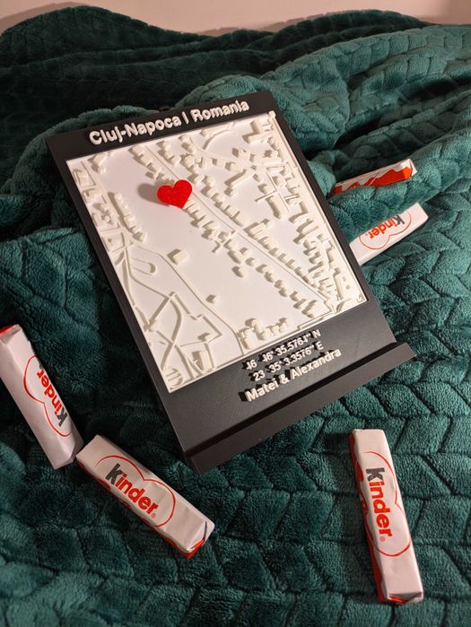 Hartă 3D Personalizată – „Locul unde a început povestea noastră”