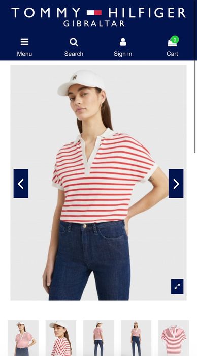 Tommy Hilfiger Оригинал Женское поло свободного кроя в полоску