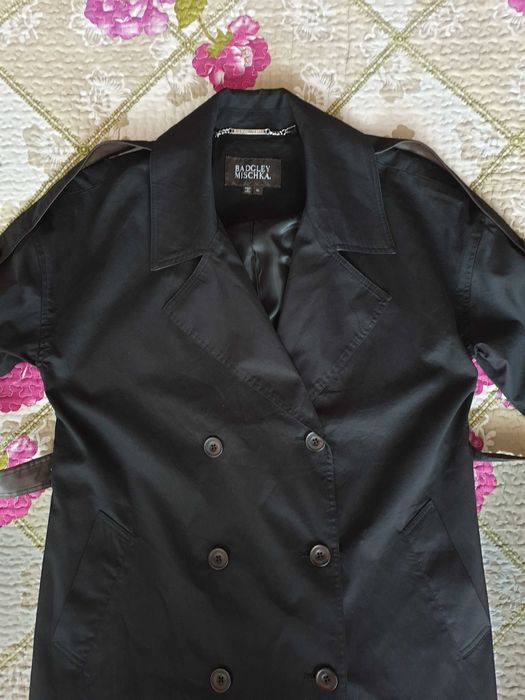 Trench Badgley Mischka negru midi bumbac