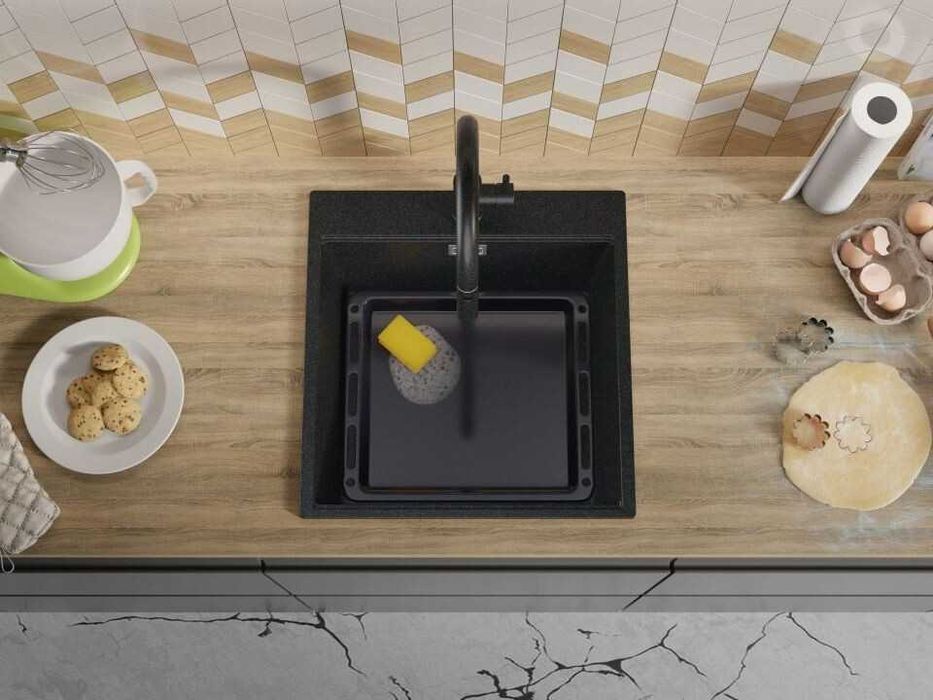 Кухненска Мивка от гранит модел Осло 50 XXL 490 x 500 mm - графит