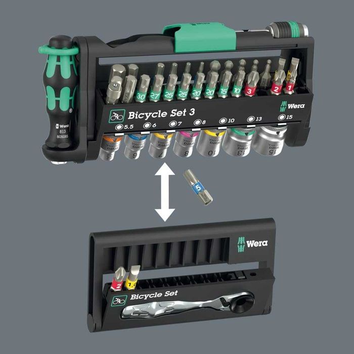 Set de chei tubulare WERA pentru biciclete, 3 Bit Check 41 de piese, sigilat