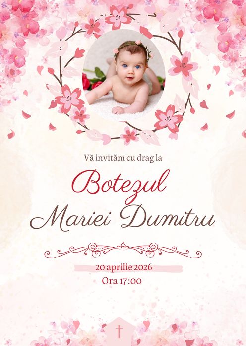 Invitații digitale personalizate botez, nuntă, aniversări – 30 lei