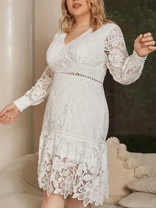 Бяла рокля дантела, Елегантна бяла рокля, Рокля дантела