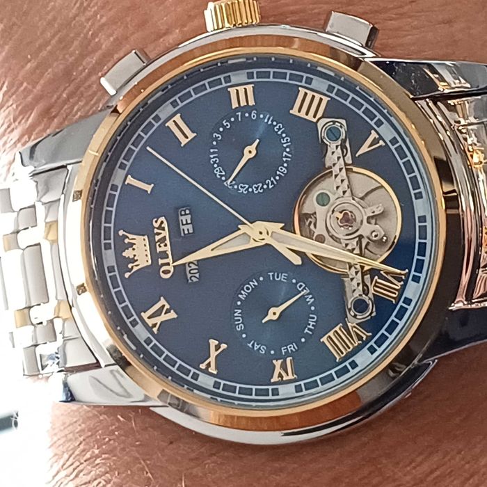 Olevs Автоматик, Скелетон,HD Светещ,Календар, Мултифункционален,3 ATM