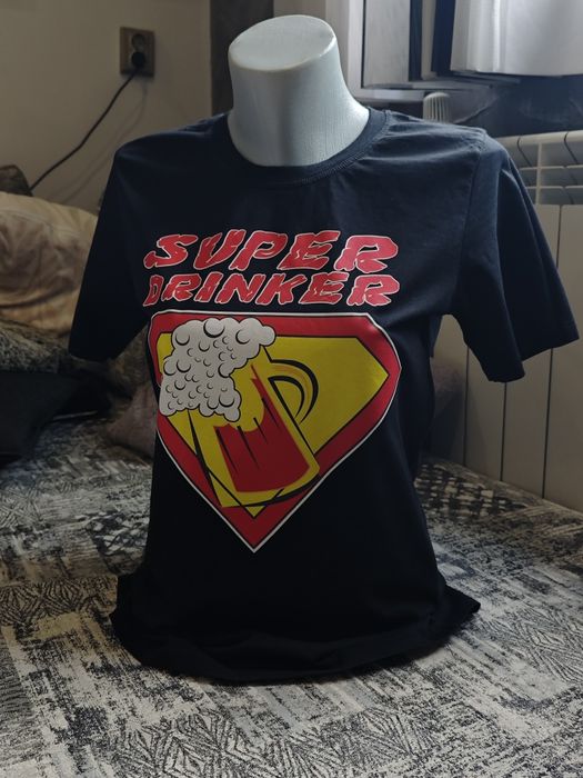 Тениска с щампа - Super Drinker