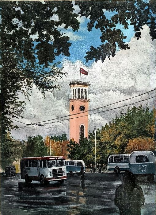 Картина маслом Ташкент 70 ые