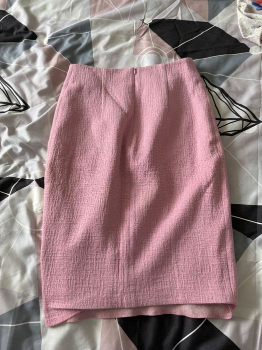 Fustă office roz pudrat