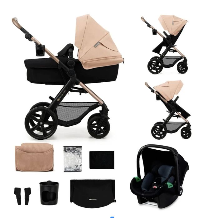 Cărucior Kinderkraft Moov 2 3in1 Sand Beige Eva Wheels