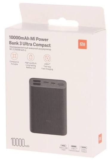 Внешний аккумулятор Xiaomi Mi Power Bank 3 Ultra Compact 10000 мАч чер
