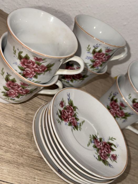 Set cesti cafea model inflorat