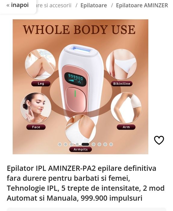 Epilator definitiv IPL AMINZER-PA2 pt femei/barbati