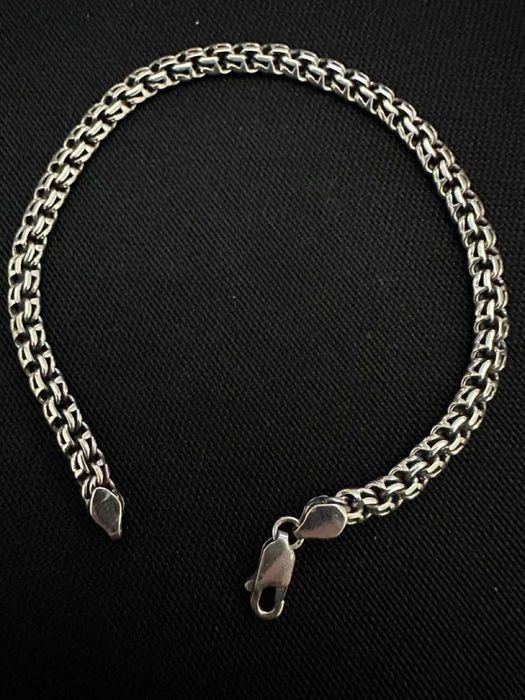 серебряный браслет бисмарк с чернением отличное плетение для всех