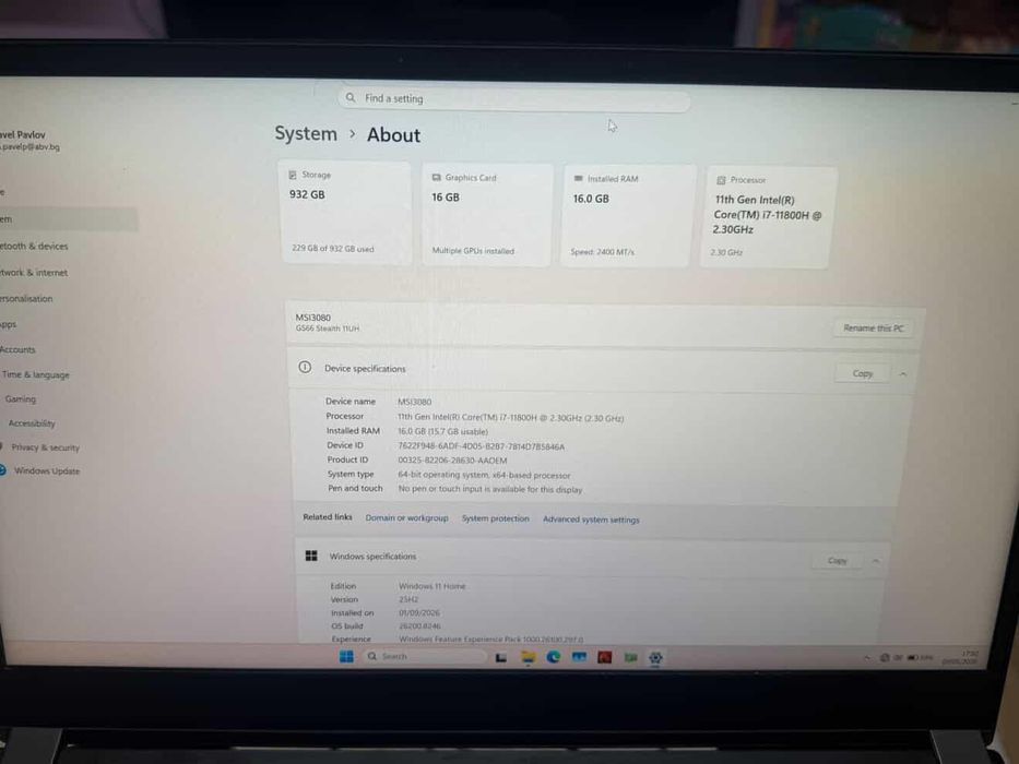 RTX 3080 16GB 1TB SSD 16GB Рам и Intel I7 11800H - MSI Stealth GS66
