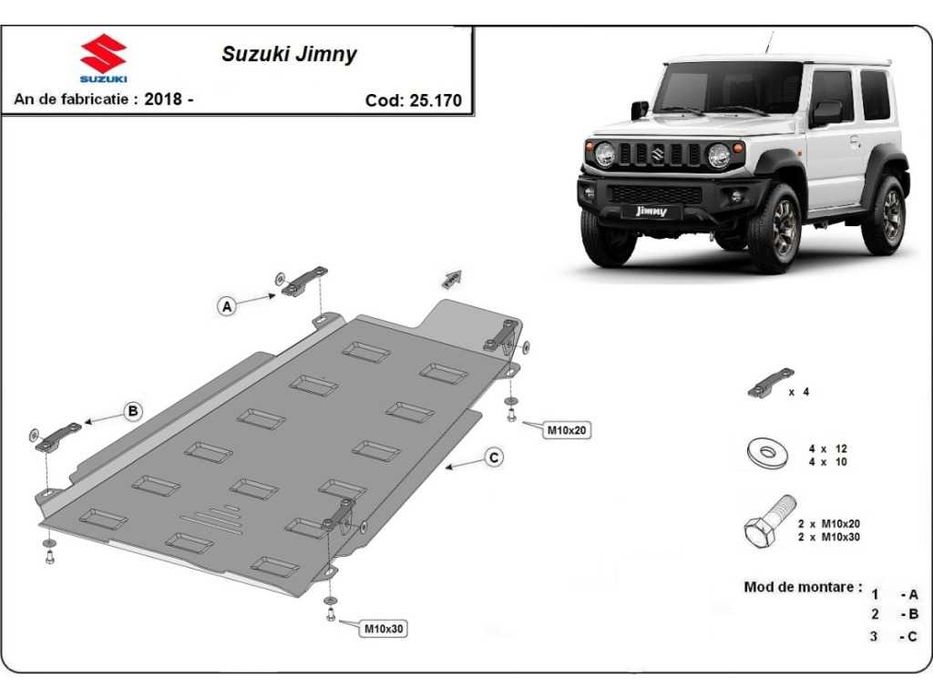 Метална кора под двигател и скорости SUZUKI JIMNY /1998-2024/