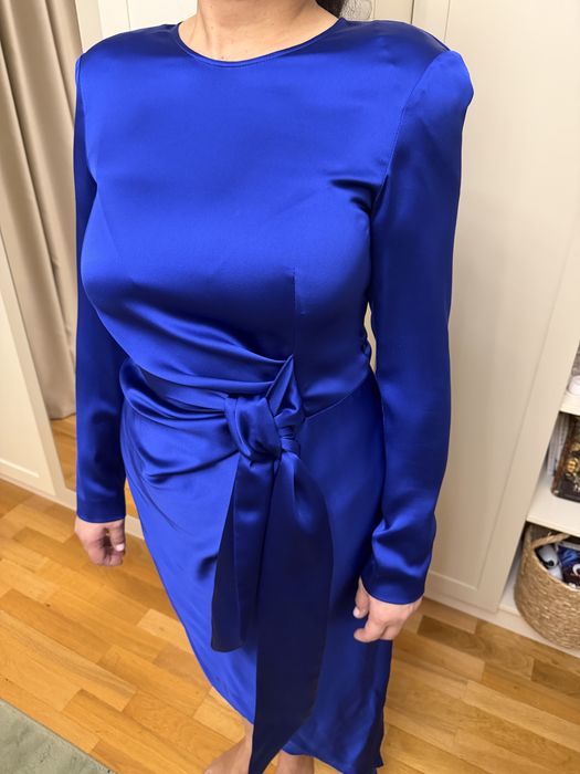 Синее Атласное платье Hayali