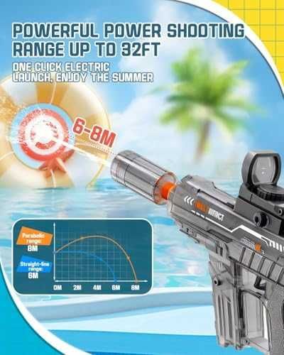 Нов Автоматичен воден пистолет за деца 400+ изстрела с батерия за басейн и плаж игра