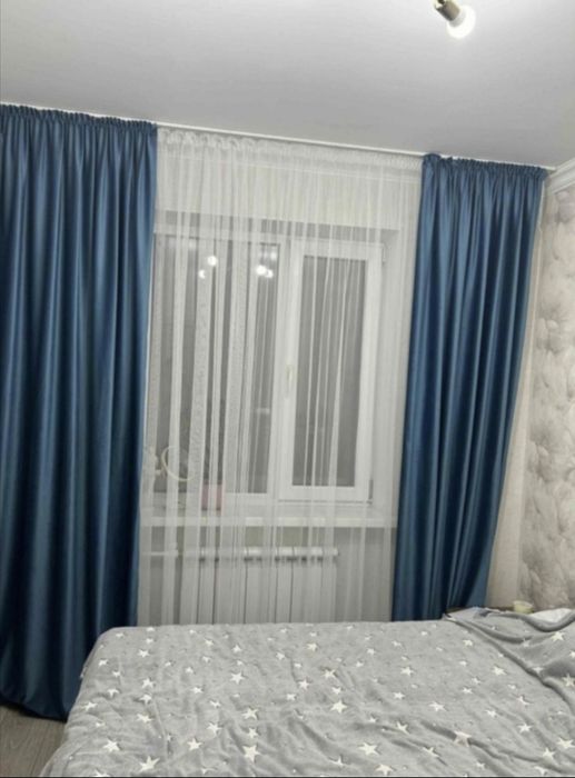 Продаю шторы велюр и тюль новый голубой цвет