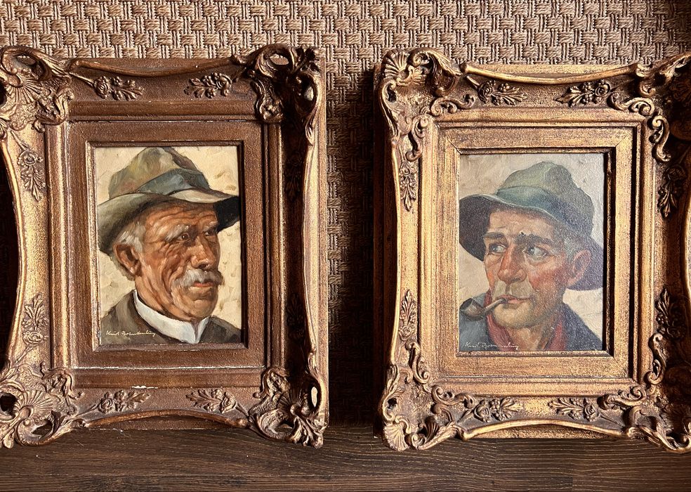 2 tablouri pictura ulei/placaj semnate.43/37 cm