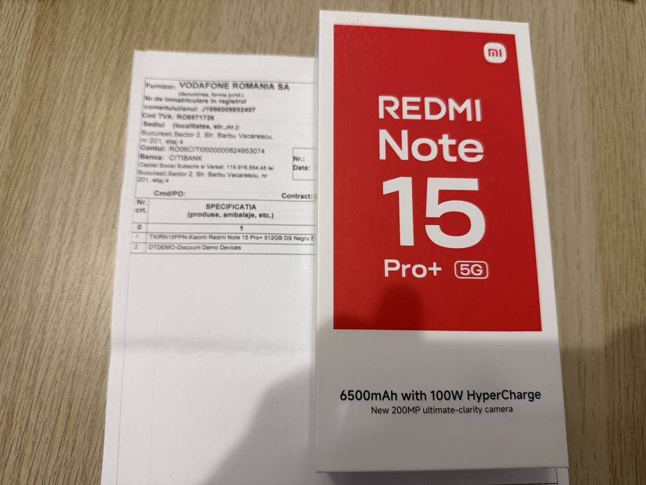 Xiaomi Redmi Note 15 Pro+ 5G 512GB 12GB RAM Sigilat, Garantie Vodafone