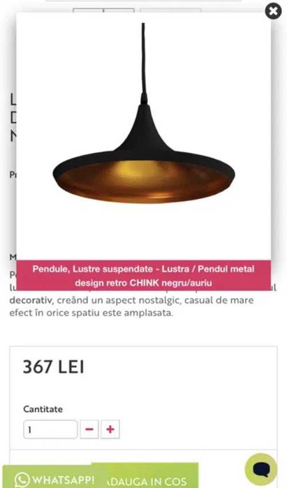 Pendul / suspensie / lustra retro Chink negru cu auriu