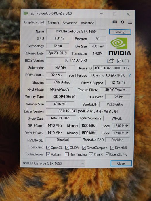 Palit GTX 1650 4gb GDDR6