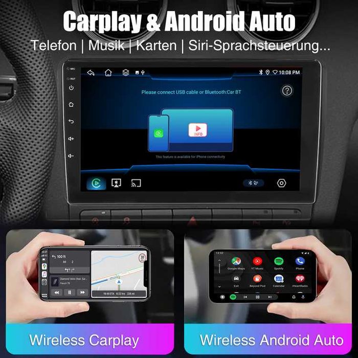 10” 2-DIN мултимедия с Android 14, 4G/LTE, RDS, 6/128GB,