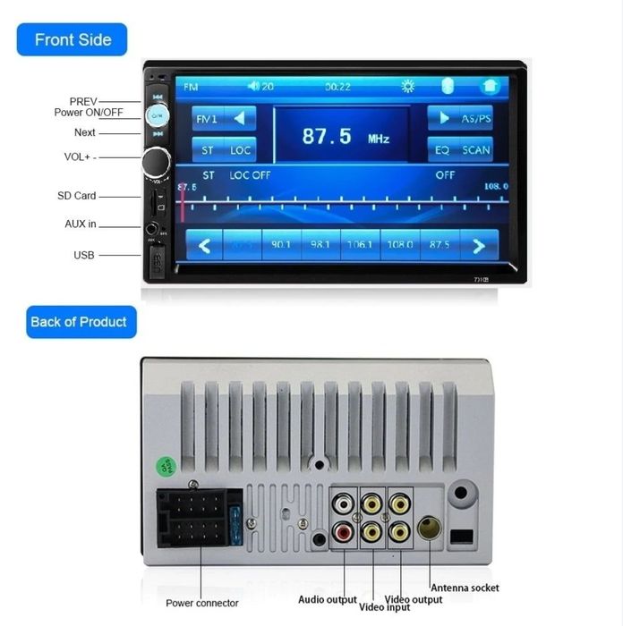 MP5 player multimedia 2DIN USB  Bluetooth audio video cameră marșarier