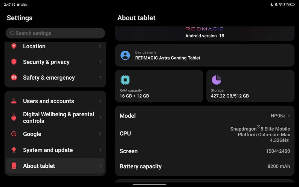 Като Нов! REDMAGIC Astra Gaming Tablet 16GB / 512GB