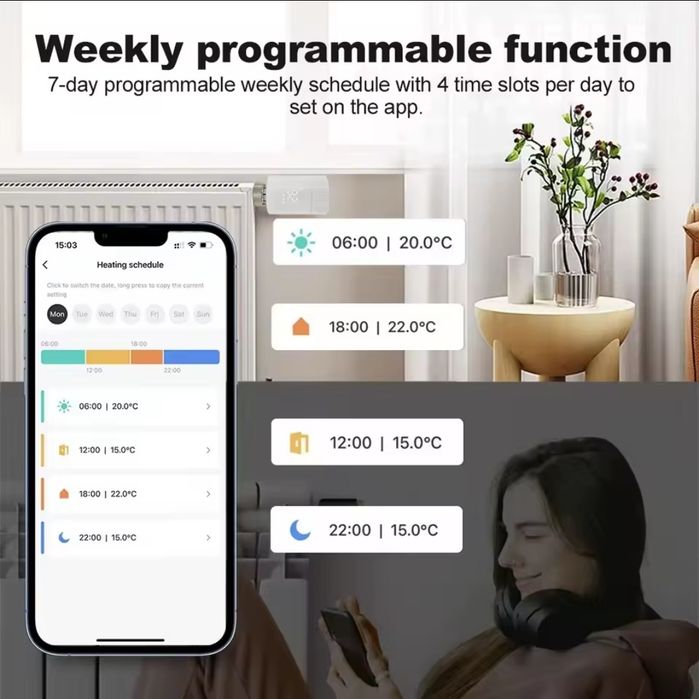 Умна термо глава за радиатор, smart home, термо вентил
